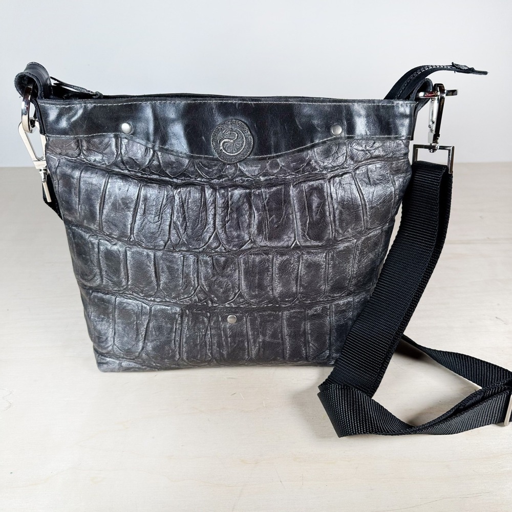 Convertible‎ Camera Bag Black Croc Leather Purse Removable Insert Porteen Gear